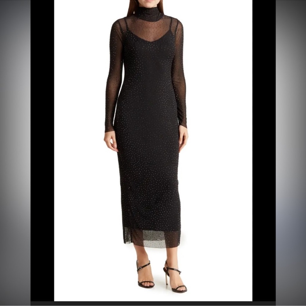 AFRM Shailene Rhinestone Embellished Midi Dress - S
